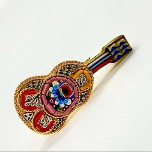 Vintage 1930's Italian Micro Mosaic Guitar Pin